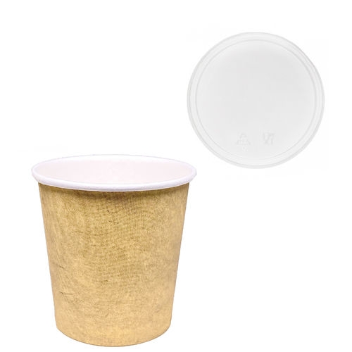 Paper Cups Coffe Vending 110ml (4Oz) Kraft w/ Flat Lid – Pack 50 units