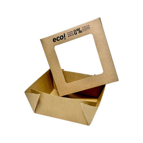 Kraft Tray 13x13x5 With Lid - Pack 25 Units