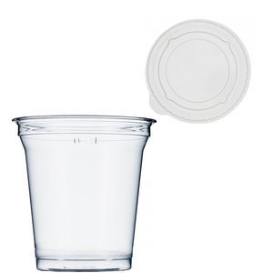 360ml RPET Plastic Cup with Closed Flat Lid - Box of 1250 Units