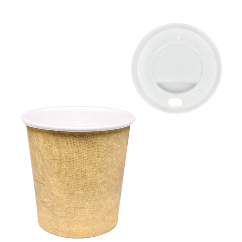 Gobelet en Carton Café Vending 110ml (4Oz) Kraft avec Couvercle Blanc “To Go” - Paquet 50 unités