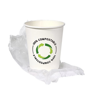 Gobelet carton Hotel 100%compostable en sac/ bio PLA 210ml (7OZ)