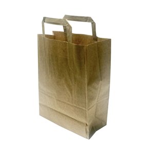 Kraft paper bag with flat handle 26x30+14cm Kraft paper bag with flat handle 26x30+14cm