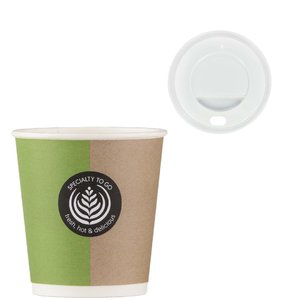"Specialty ToGo" Paper Cup 126ml (4Oz) w/ White Lid ToGo - Box of 2000 units
