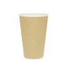 Corrugated Card Cup Kraft 480ml (16Oz) w/ White Lid “To Go”- Pack 25 units
